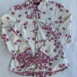 7 Diamonds Woman Floral Button-Up Shirt M